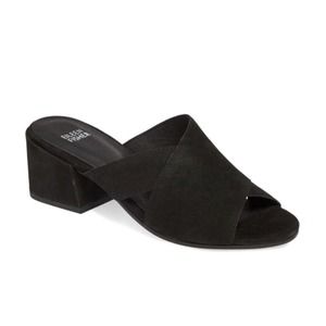 Eileen‎ Fisher Womens Haven Tumbled Nubuck Sandals 7.5 Slide On Mules Black